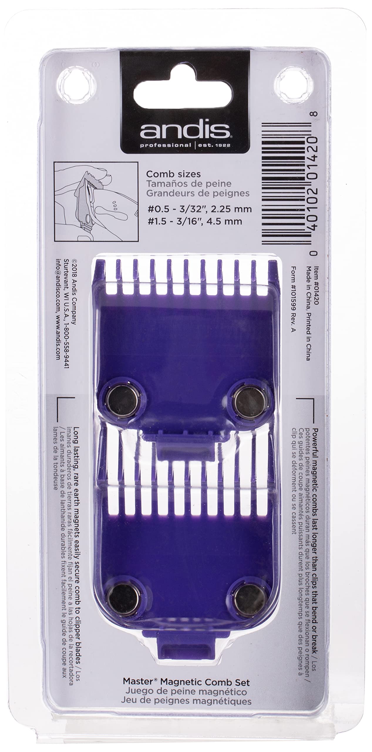Amazon.com : Andis 01420 Master Clipper Magnetic Comb Set